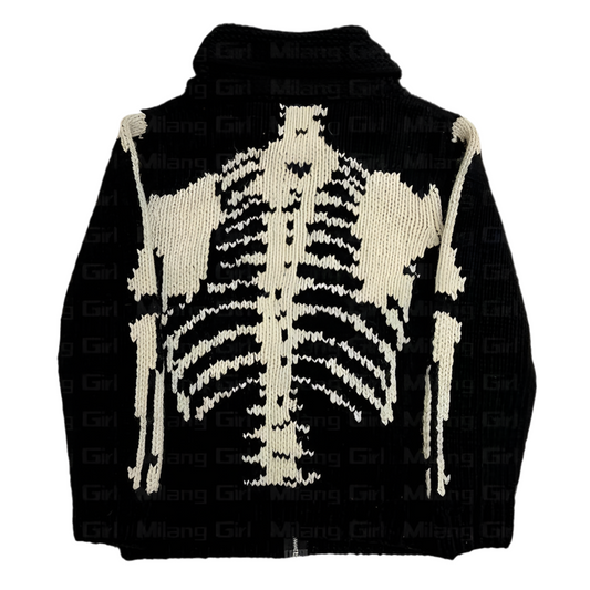 Skeleton Zip Up Sweater