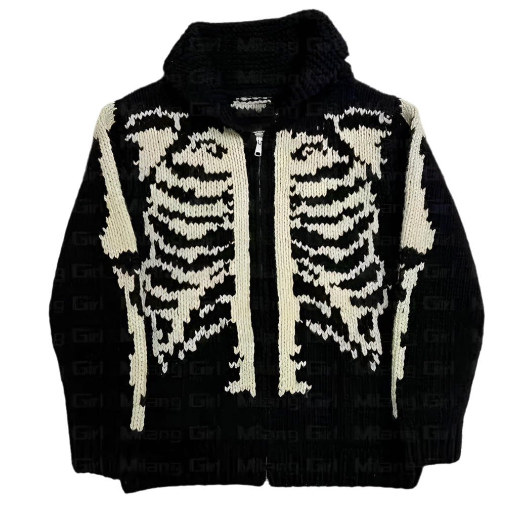 Skeleton Zip Up Sweater