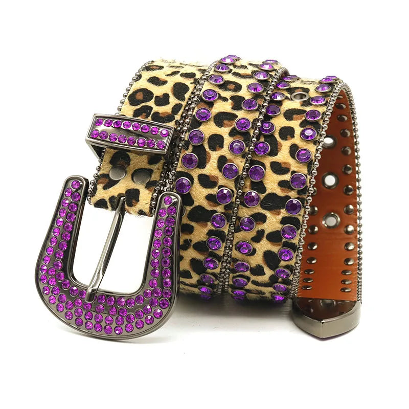 Rhinestone Leopard Belt